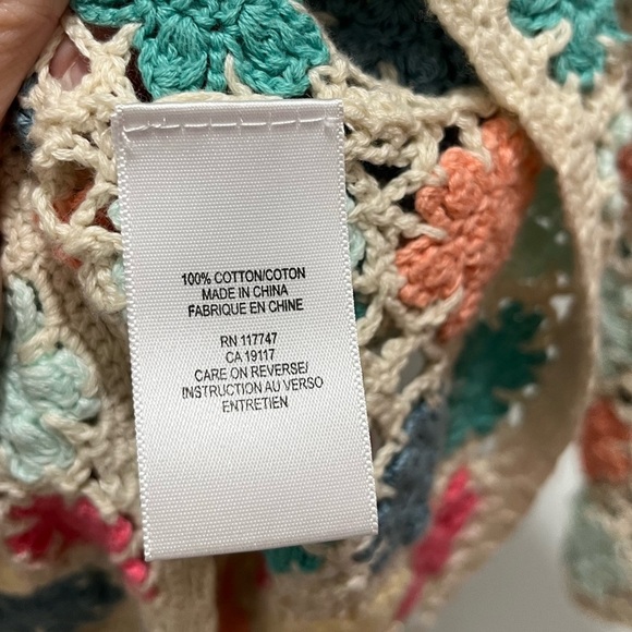 David Brooks 100% Cotton colorful crochet granny square buttoned cardigan XL - Picture 6 of 7